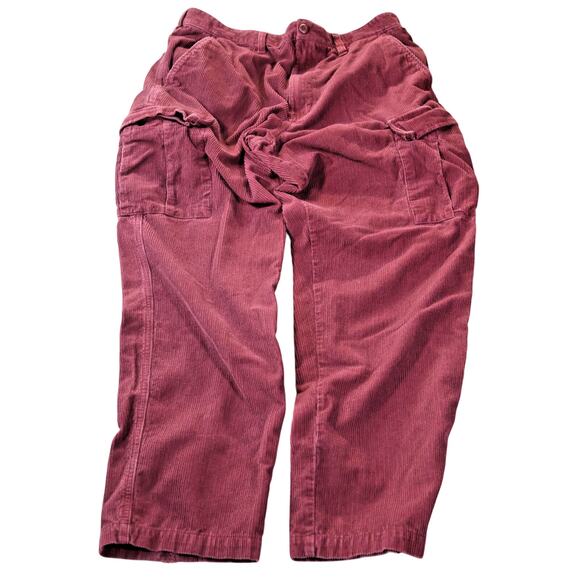 Vans Other - Vans Corduroy Cargo Pants Mens 36 Burgundy Maroon Embroidered Patch Skateboard